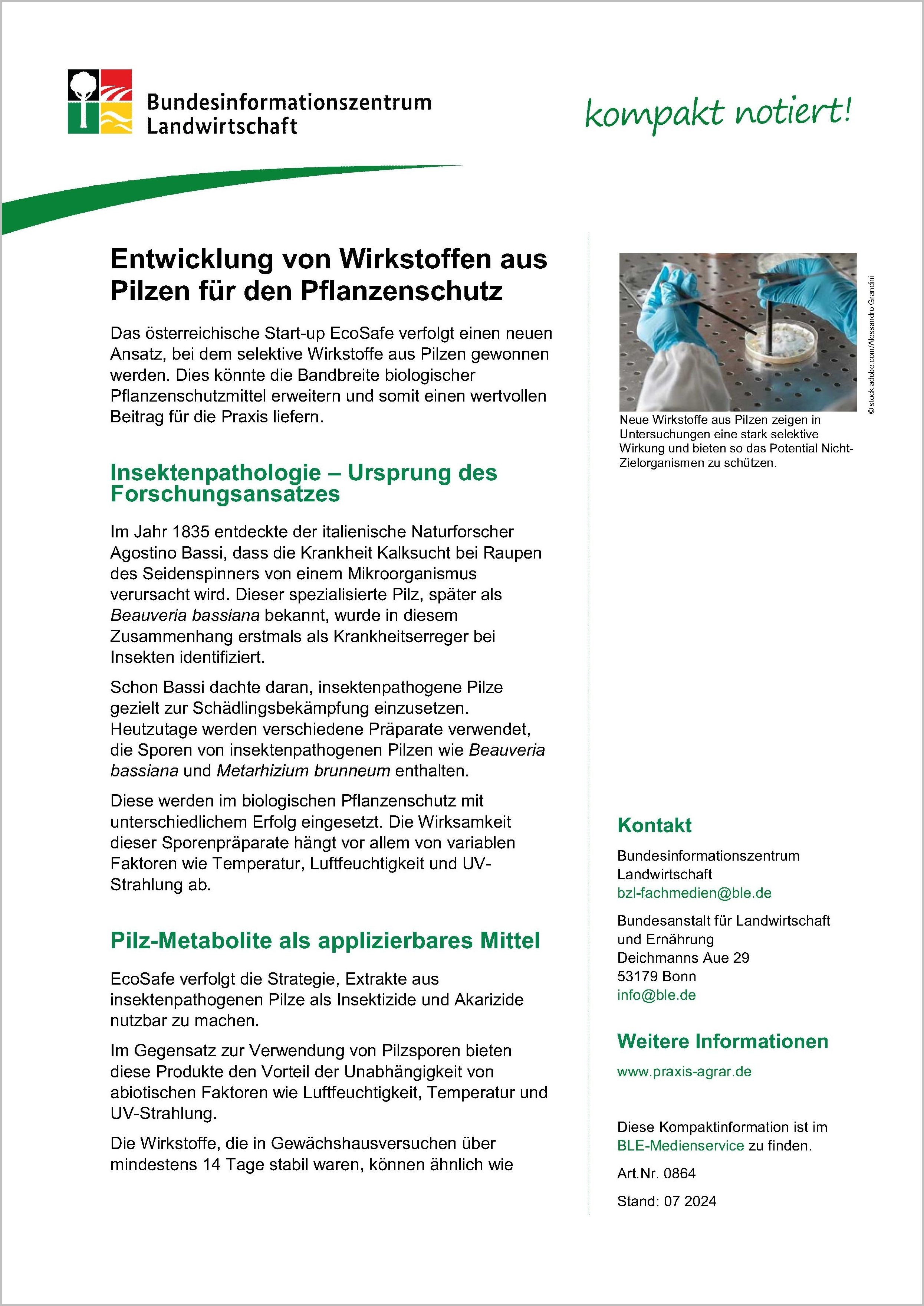 Wirkstoffe aus Pilzen für den Pflanzenschutz