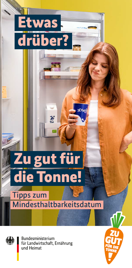 Flyer zum richtigen Umgang mit Mindesthaltbarkeitsdatum und Verbrauchsdatum