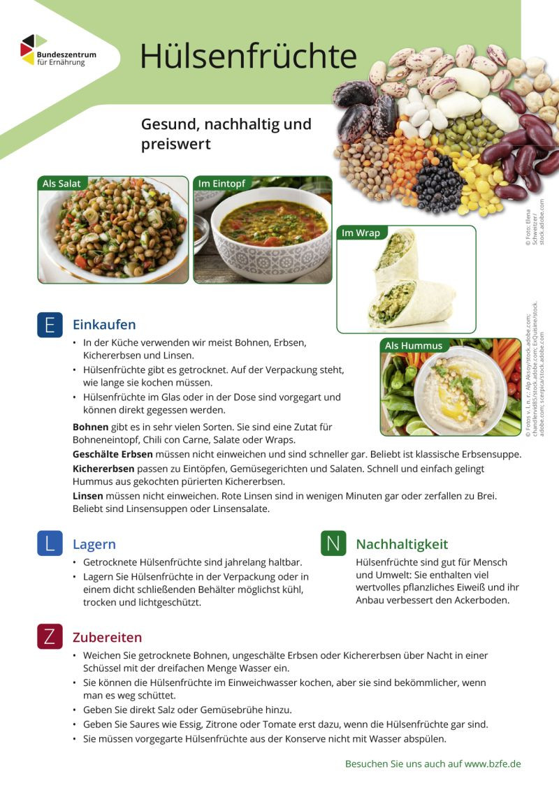 Hülsenfrüchte - Lebensmittel-Infoblatt
