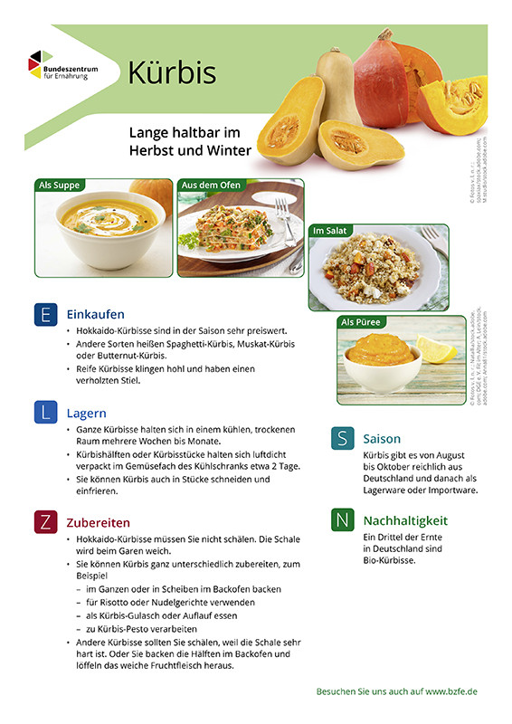 Kürbis - Lebensmittel-Infoblatt