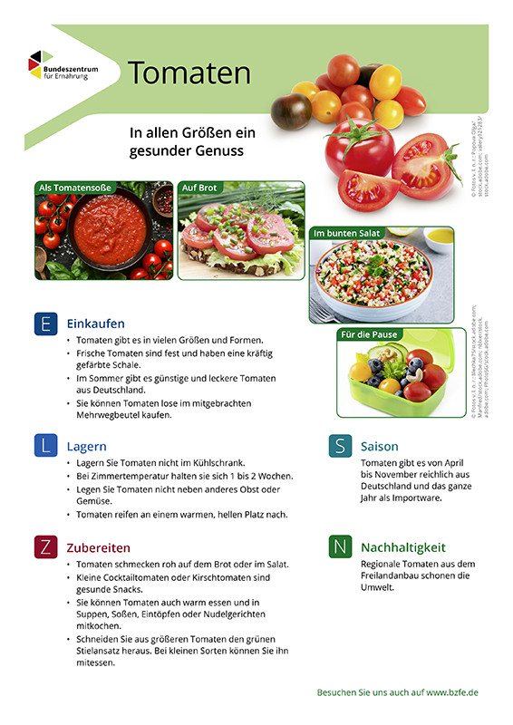 Tomaten - Lebensmittel-Infoblatt