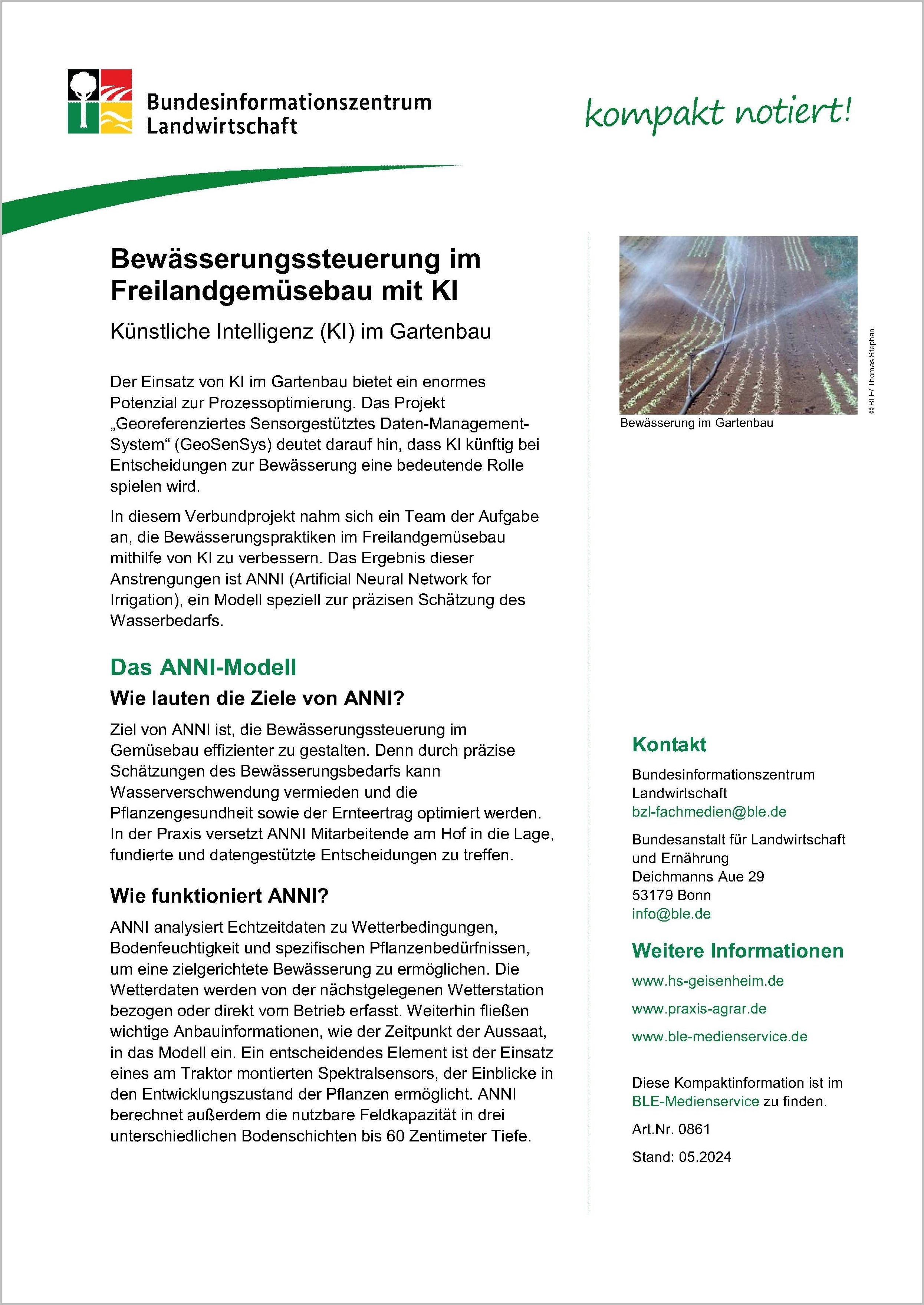 Bewässerungssteuerung im Freilandgemüsebau
