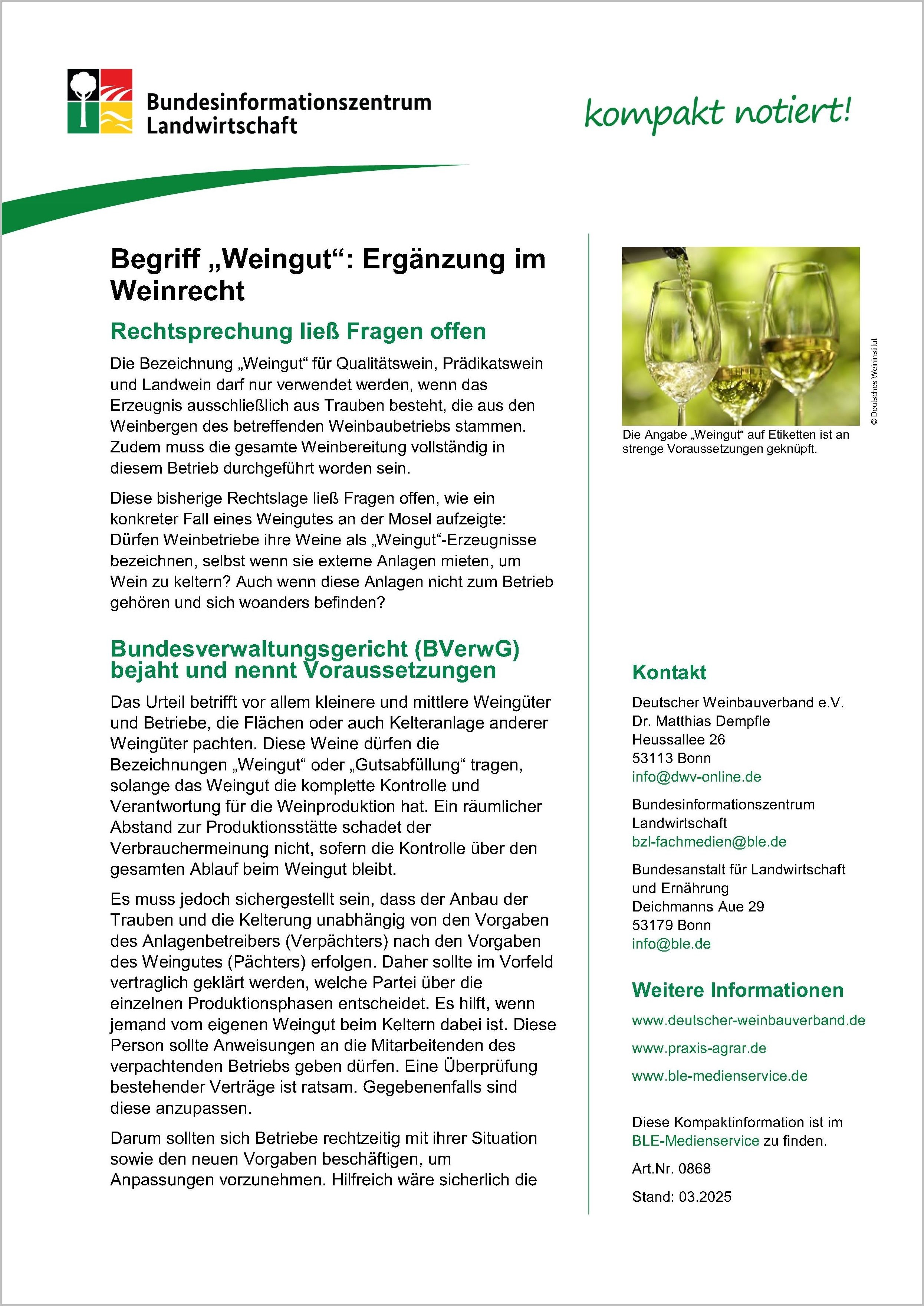 Begriff "Weingut": Ergänzung im Weinrecht