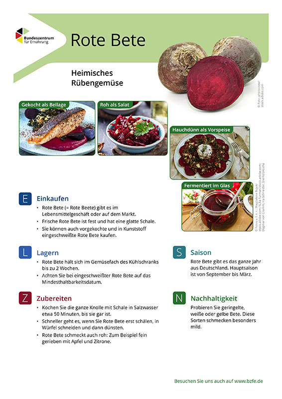 Rote Bete - Lebensmittel-Infoblatt