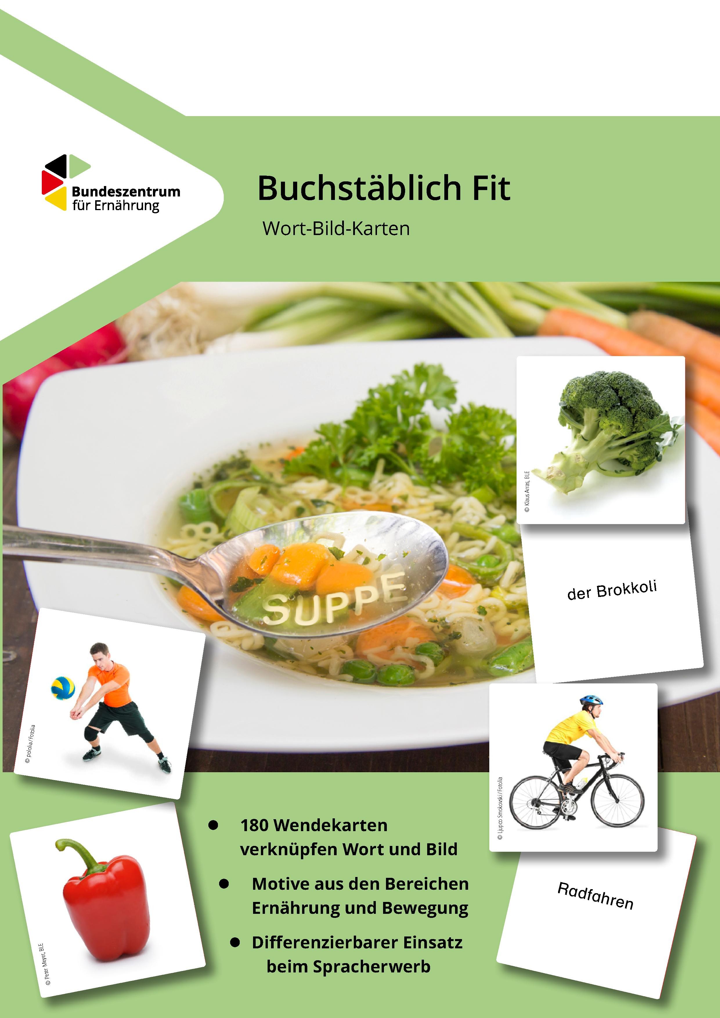 "Buchstäblich fit" Wort-Bild-Karten