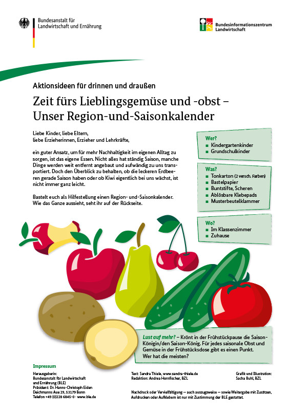Aktionsidee: Saisonkalender Obst & Gemüse