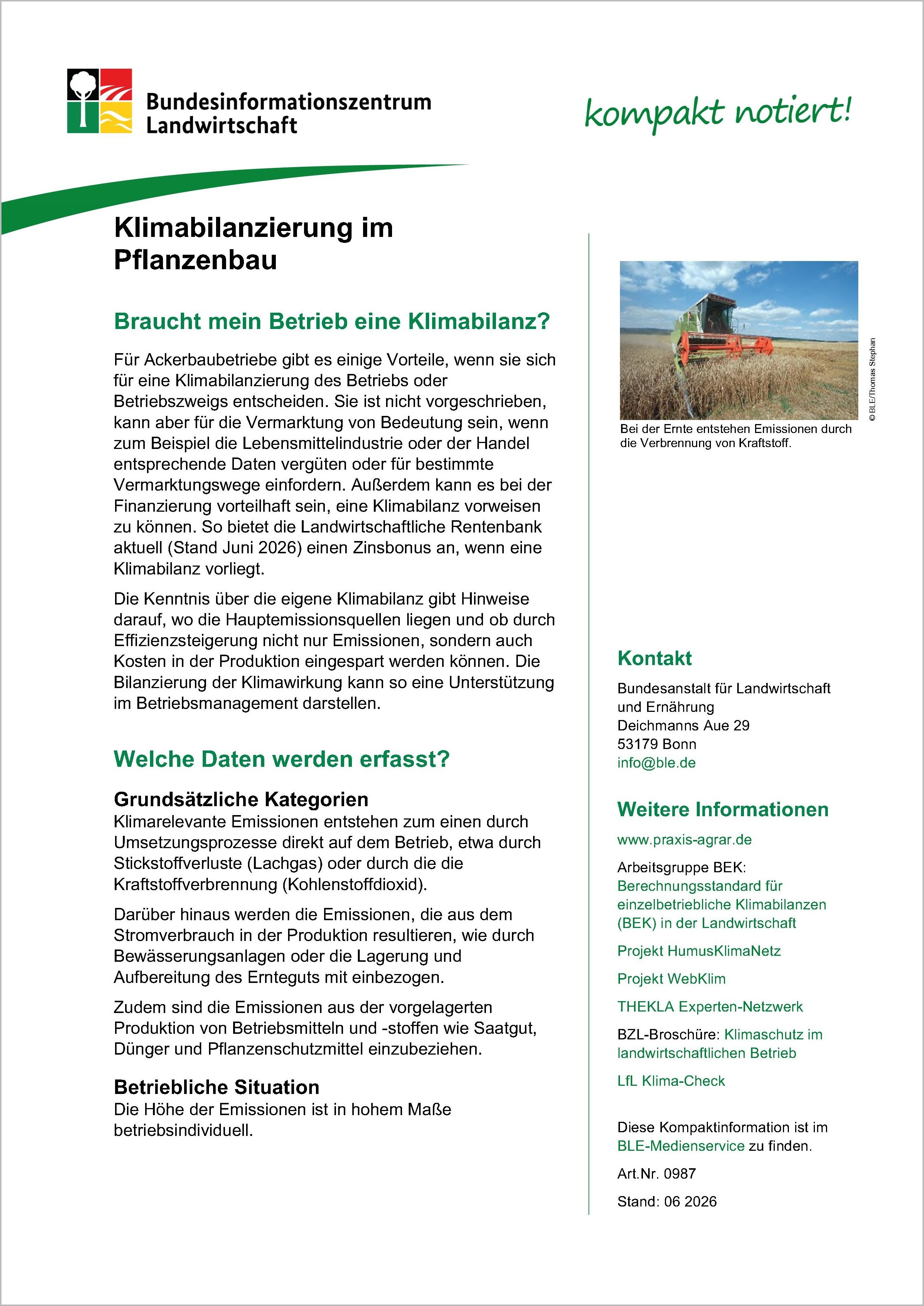 Klimabilanzierung im Pflanzenbau